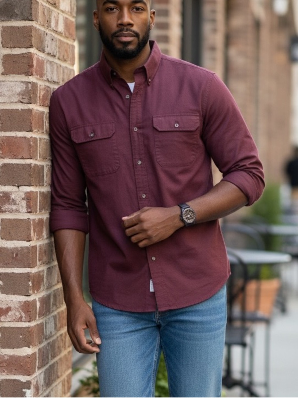 croft & barrow Oxford Wine Button-Down Long Sleeve Shirt